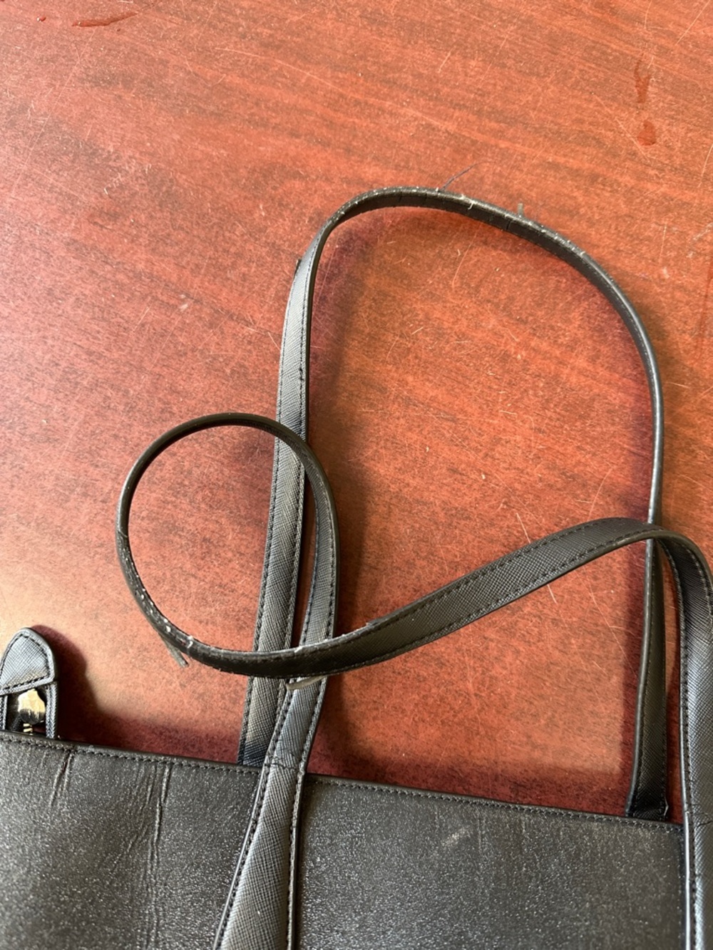 ##122, Kate spade Black Leather Tote with Gold Logo - Picture 4 of 10